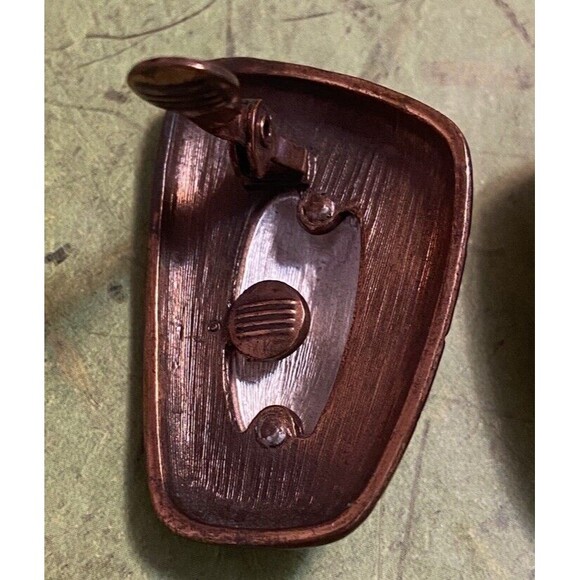 Runway Vintage Monet Copper & Silver Clip On Earrings Signed Statement Jewelry - Picture 5 of 7